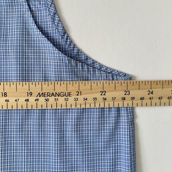 Vintage Alia Sleeveless Button Up Plaid Dress Shirt Blue Coastal Grandma Preppy - Picture 9 of 10